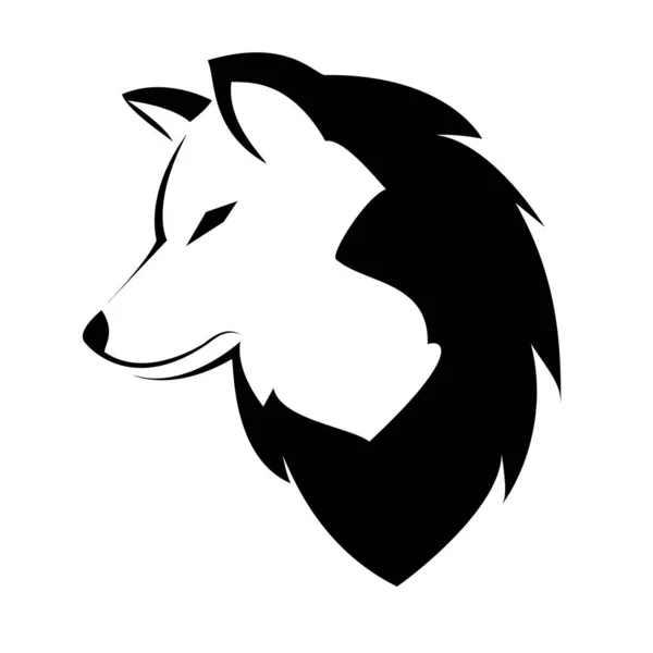 Black white wolf vector logo design — Stock Vector