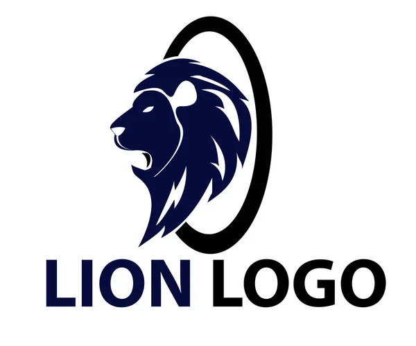 Cabeza del león en círculo logo vector de diseño — Vector de stock