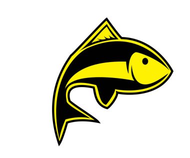 Basit sarı ve siyah balık logosu tasarımı