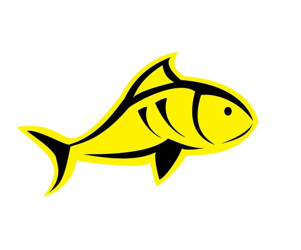 Simple yellow and black fish logo design — Stock Vector