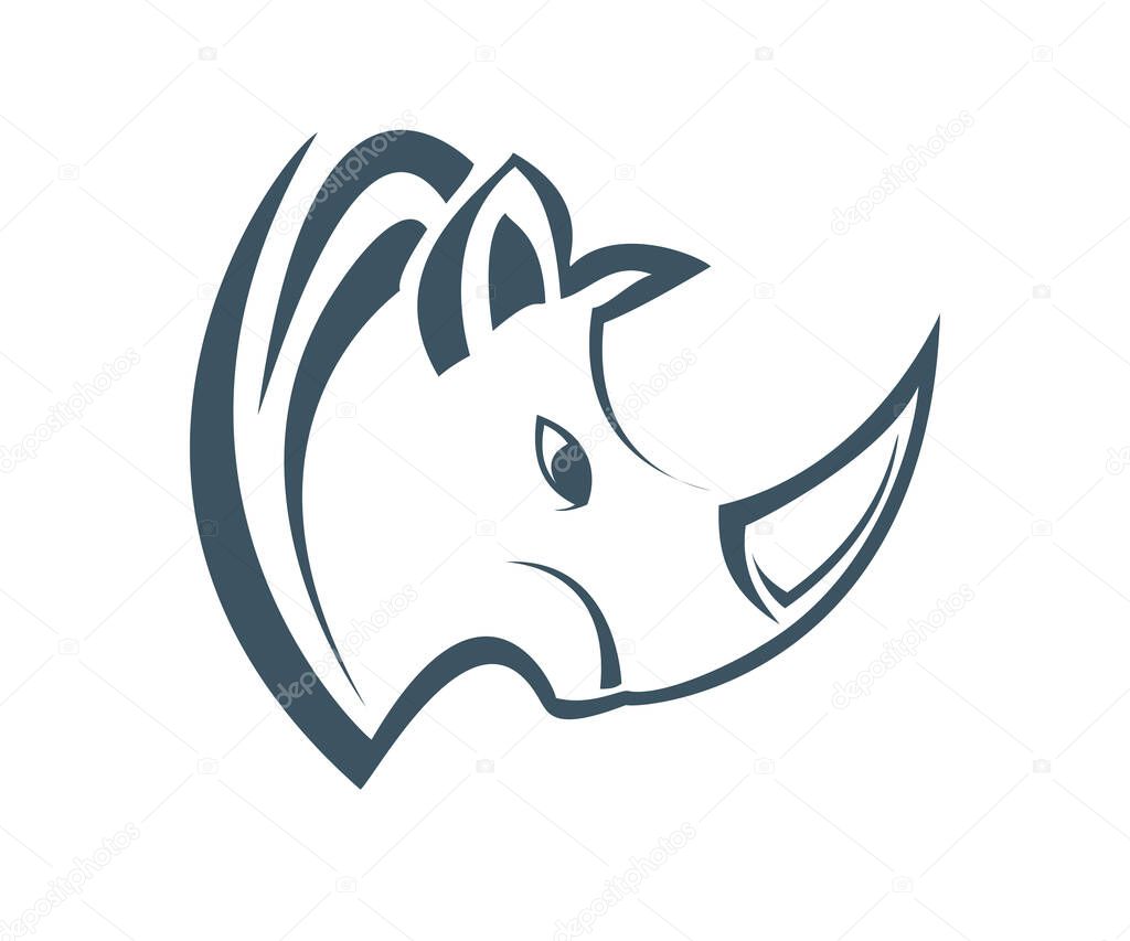 rhino head logo design vector