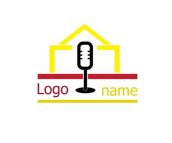 Vetor Casa Rádio Logotipo Design — Vetor de Stock