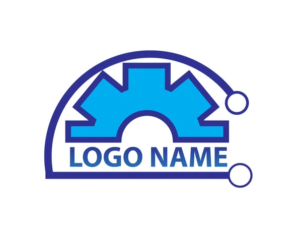Progrès Technologiques Matière Engrenages Logo — Image vectorielle