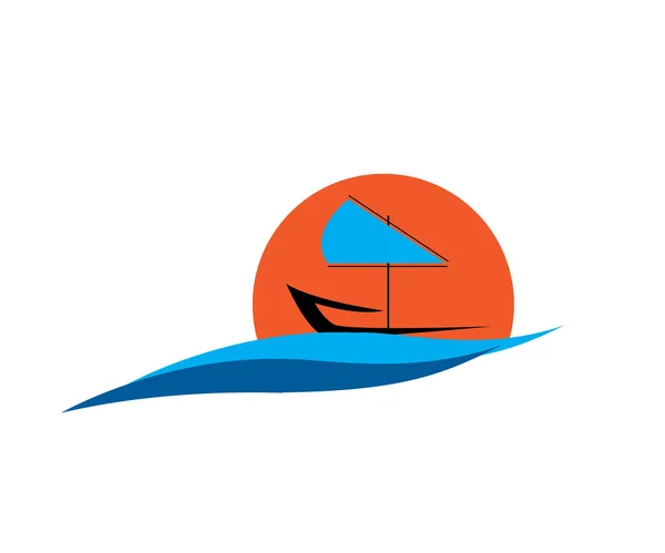 シンプルな帆船ベクトルのロゴデザイン — ストックベクタ