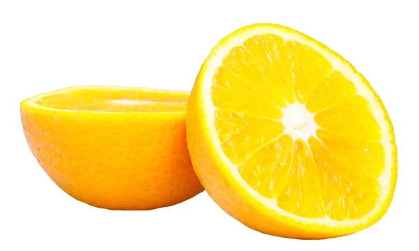 Două jumătăţi de portocaliu. Izolat — Fotografie, imagine de stoc
