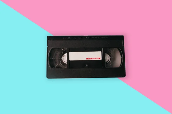 Vieja Cinta Cassette Retro Sobre Fondo Rosa — Foto de Stock