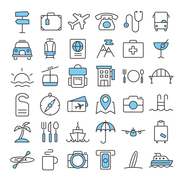 Conjunto de iconos de color de línea delgada — Vector de stock