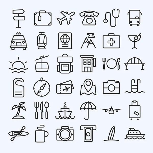 Conjunto de iconos de línea de viaje — Vector de stock