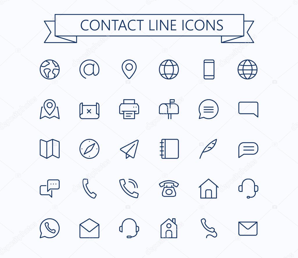 Contact line mini icons. 24x24 grid. Pixel Perfect.