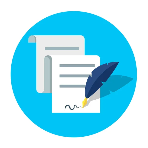 Signing Contract Quill Vector Icon — Stock Vector