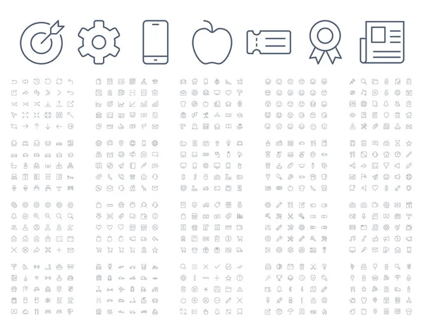 600 vektör ince çizgi mini ikonlar ayarlayın. İnce çizgi basit anahat simgeleri, 24x24px kılavuz. Piksel mükemmel. Düzenlenebilir kontur.