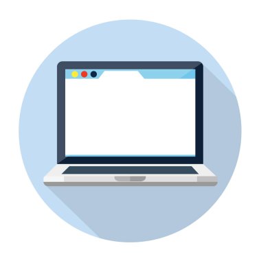 Tarayıcı ile dizüstü bilgisayar. Vektör simgesi