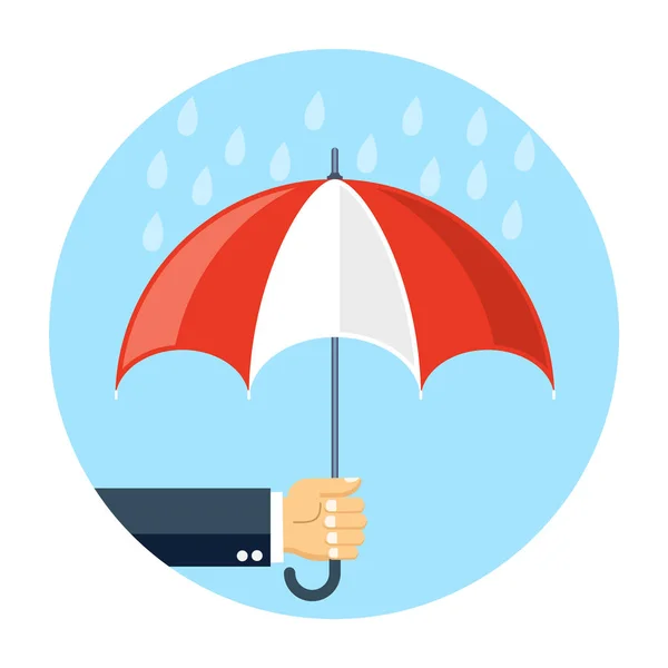 Hand Holding Umbrella Rain — Stock Vector