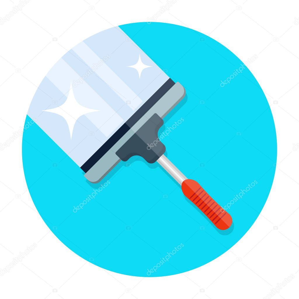 Cleaning Brush Glass Window Wiper Scraping Tool Vector Icon.