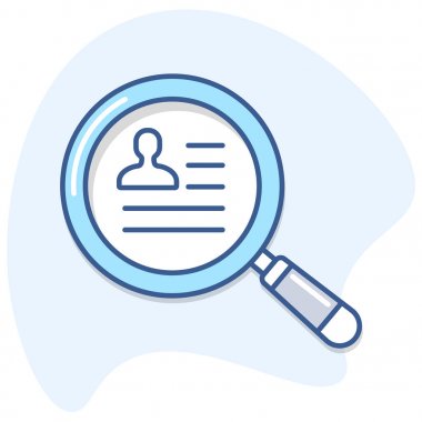 İnsan kaynakları / cam ve çalışan cv arama vektör simgesi büyütme.