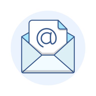 Vektör e-posta satırı simgesi. E-posta zarf anahat vektör çizim