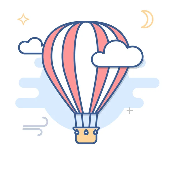 Illustration Ligne Ballon Air Chaud — Image vectorielle