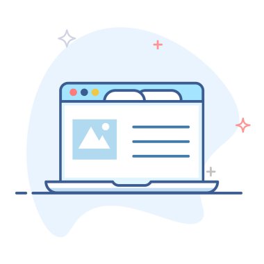 Açık tarayıcı hat illüstrasyon ile dizüstü bilgisayar