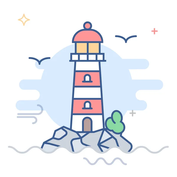 Lighthouse Line Vector Illustration — Stock Vector