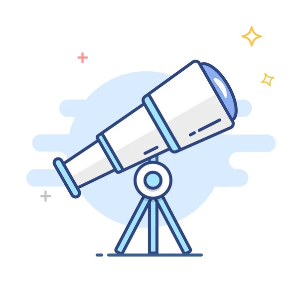 Astronomía Telescopio Línea Contorno Vector Icono Ilustración — Vector de stock
