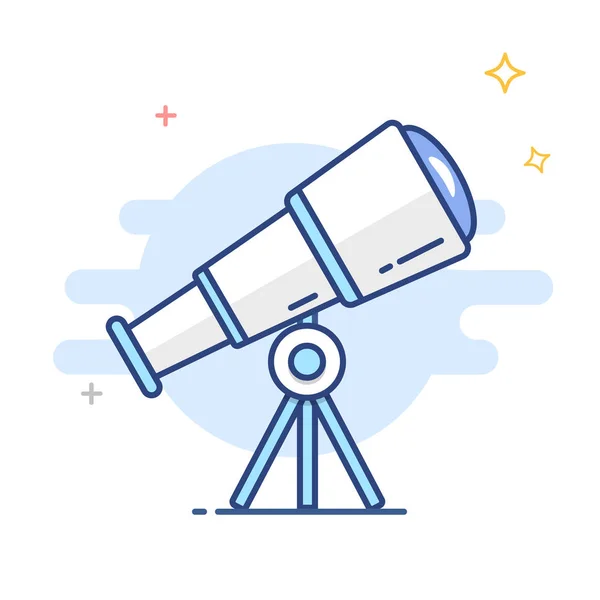 Astronomía Telescopio Línea Contorno Vector Icono Ilustración — Archivo Imágenes Vectoriales