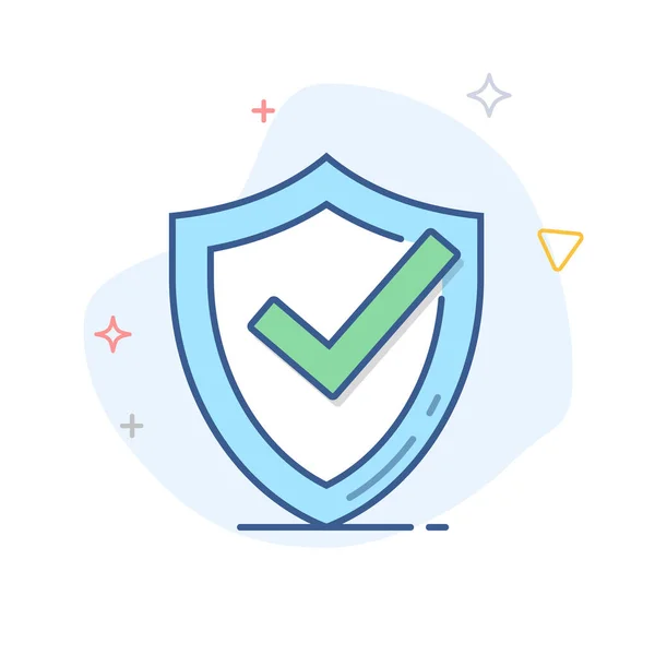 Vector Shield Check Mark Line Icon — Stock Vector