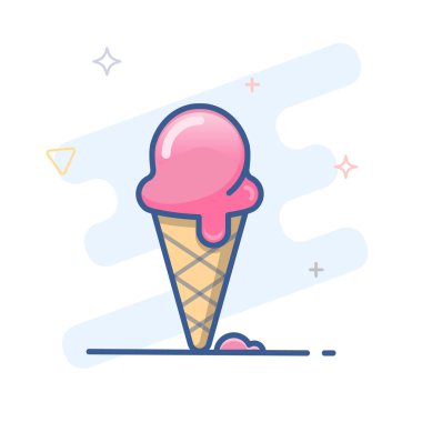 Dondurma koni vektör ana hatları simgesi.