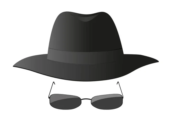 Espía Sombrero Gafas Sol Blanco Icono — Vector de stock