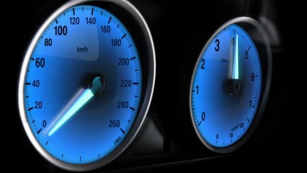 Akcelerace Automobilů Zářící Přístrojové Desky — Stock video