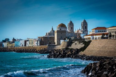 View of the Cathedral of Cadiz from the promenade. clipart