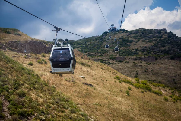 Teleférico Sube Templo Acrópolis Imperio Pérgamo —  Fotos de Stock