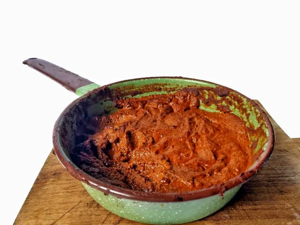 Delicioso ingrediente de salsa para preparar tamales en una tabla de madera. comida típica de Guatemala — Foto de Stock