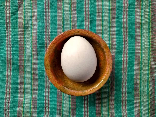 Органическое яйцо на скатерти для пикника. концепция пикника — стоковое фото