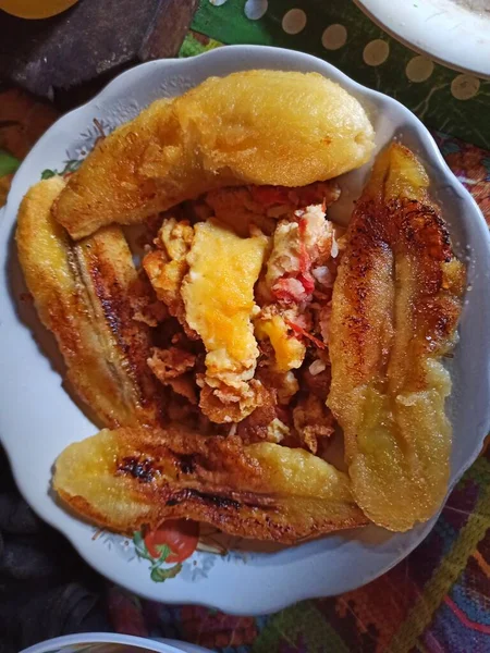 Смажені Яйця Банани Типова Їжа Гватемали — стокове фото