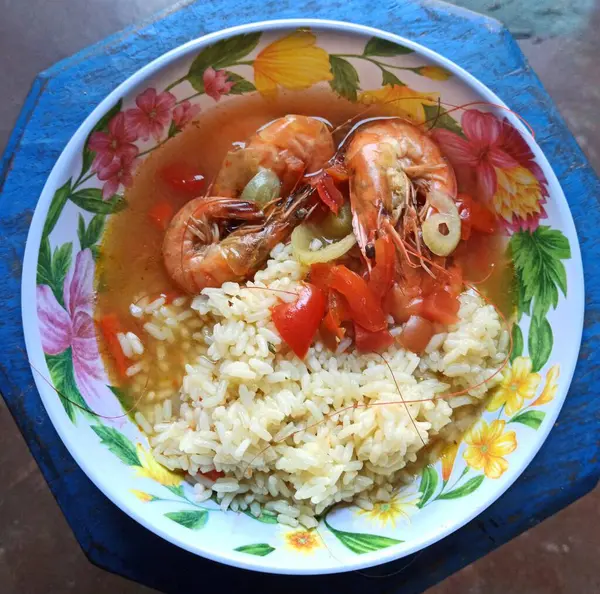 Рисовый Суп Креветками Типичная Еда Гватемалы — стоковое фото