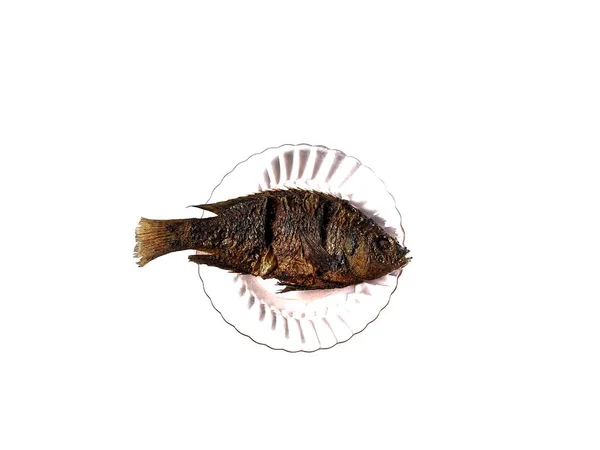 Fried Fish Plate White Background Typical Food Guatemala — Stock Photo, Image