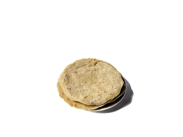 Tortilhas Milho Artesanais Sobre Fundo Branco Comida Típica Guatemala — Fotografia de Stock
