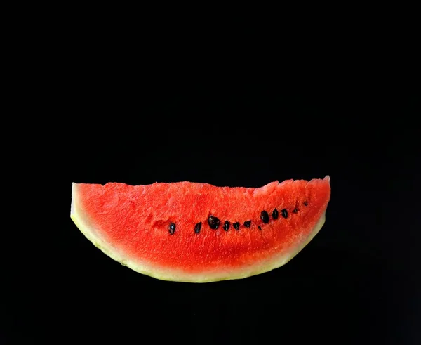 Fatia Melancia Fundo Preto Conceito Fruta Tropical — Fotografia de Stock