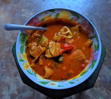 Guatemala 'nın tipik mide çorbası.