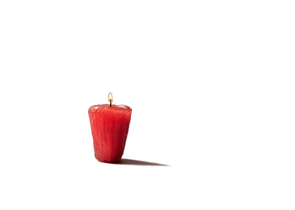 Rode Kaars Witte Achtergrond Romantisch Concept — Stockfoto