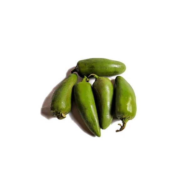 Pimentos Jalapeno Sobre Fundo Branco Comida Típica Mexicana — Fotografia de Stock