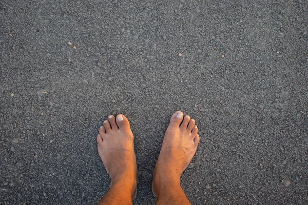 Bare Foot Asphalt Road — Stock Photo, Image