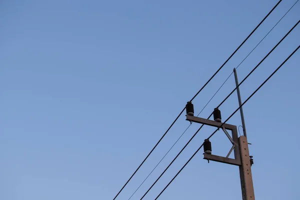 Electric Post Power Line — Stockfoto