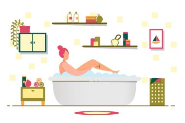 Kız Banyo Prosedürü uyguluyor, kendine dikkat ediyor..