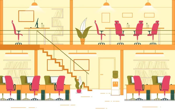 Banner Affari Interni Cartone animato per ufficio a due livelli . — Vettoriale Stock