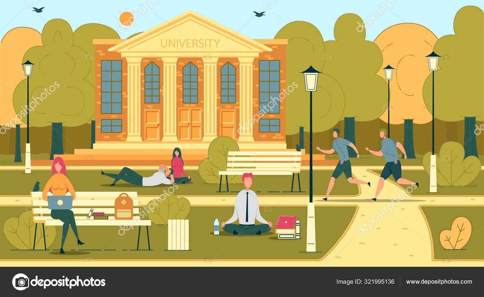 University or College Students in Campus Scene. Stock Vector Image by  ©.com #321995136