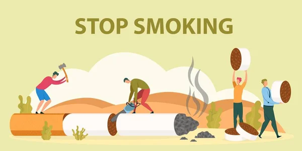 Tabaco Fumar vício Stop Flat Vector Concept —  Vetores de Stock