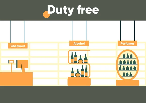 Duty Free Room Interior Airport Tax Free Store — Vetor de Stock