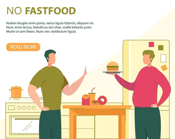 Gesunde Ernährung ohne Fastfood-Vektorbanner — Stockvektor