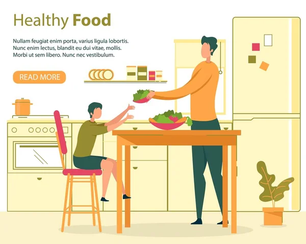 Nutrição saudável para banner de vetores planos de família — Vetor de Stock